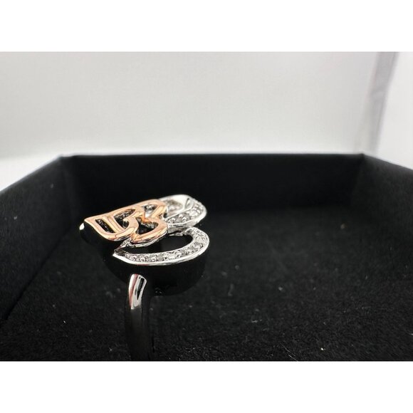 Natural Diamond Triple Heart Ring - Two Tone - Size 7.25 - Picture 15 of 16